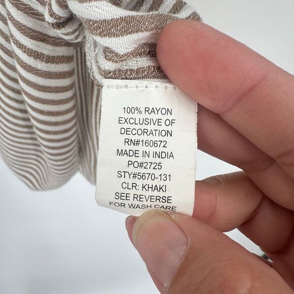 Blue island Womens Striped Pullover Beach Dress Coverup Ruffle Size XS Tan White - Picture 8 of 10